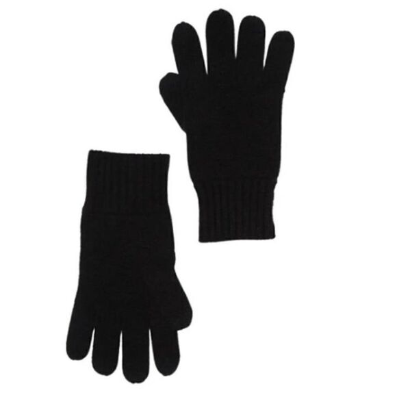 NWT STEWART OF SCOTLAND 100% Cashmere Knit Gloves  Black - Picture 1 of 5
